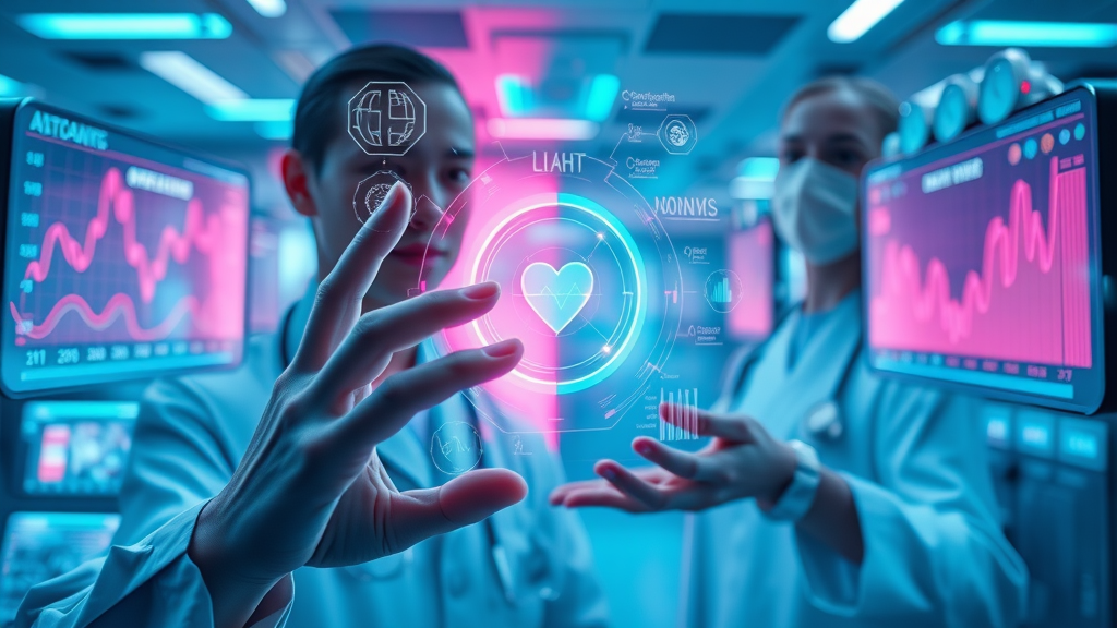 Innovative AI-powered health technology interface visualizing analysis of patient trends for advanced remote therapeutic monitoring