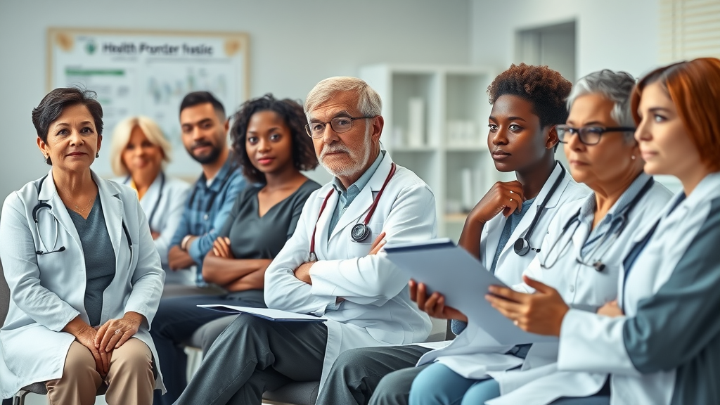 chronic diseases management consultation with diverse patients and healthcare staff