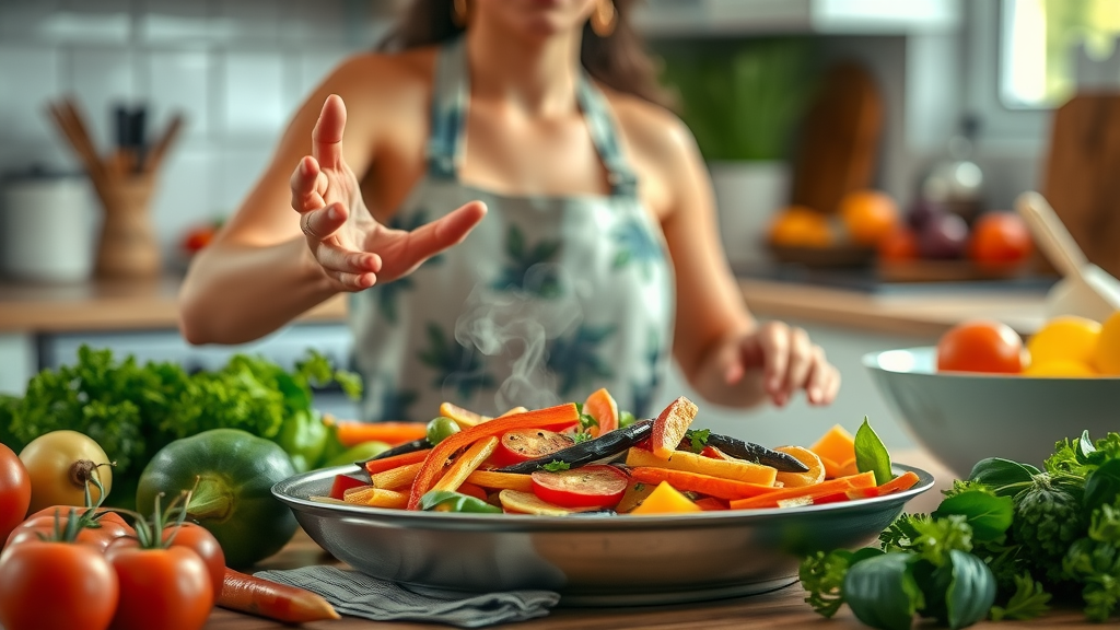 nutrition for chronic disease management: preparing colorful healthy meal