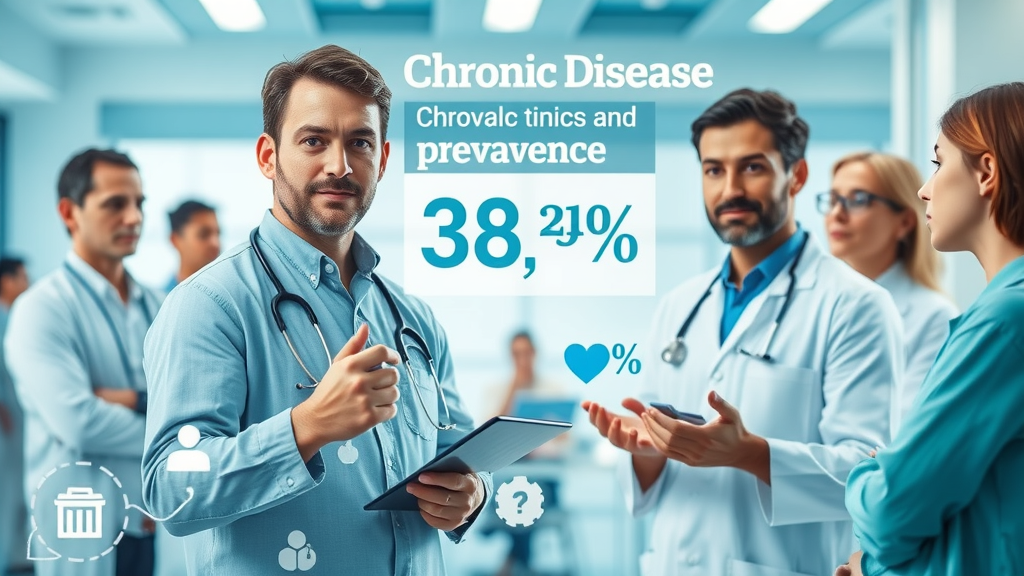 chronic disease management infographic depicting prevalence statistics in a modern healthcare setting